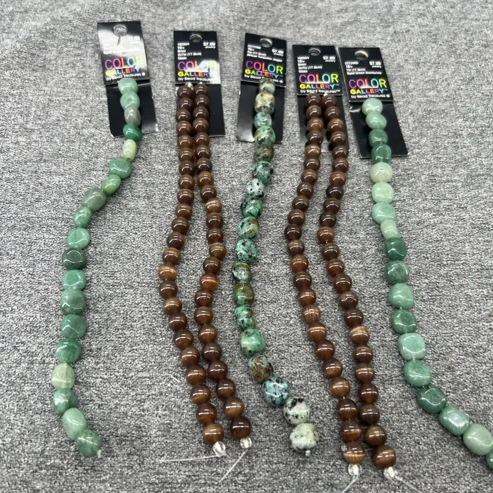 5pc Color Gallery Glass Bead Strands Brown Turquoise 8mm 7